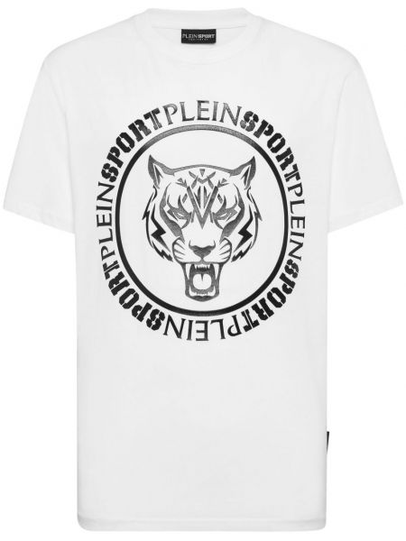 T-shirt de sport en coton à imprimé et imprimé rayures tigre Plein Sport