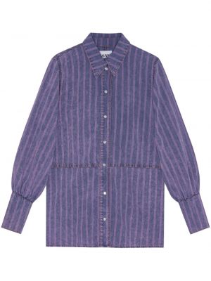 Bavlnená košeľa Ganni fialová