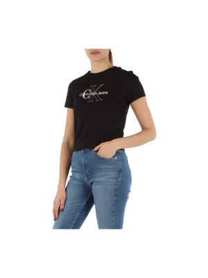 Camiseta de algodón con estampado Calvin Klein Jeans negro