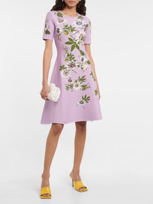 Mini vestido de flores de punto de tejido jacquard Oscar De La Renta