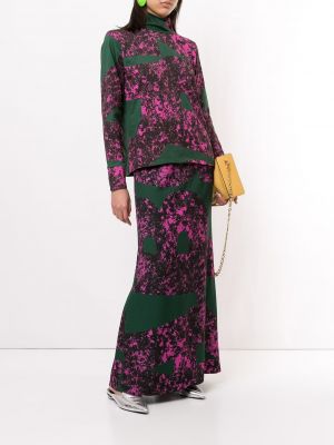Falda larga con estampado con estampado abstracto Colville verde