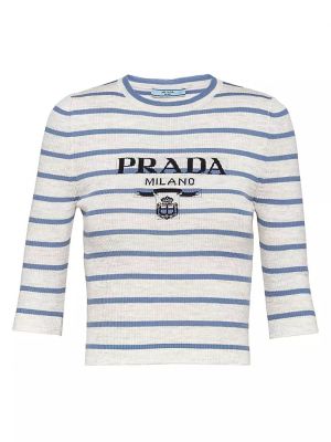 Шерстяной свитер с круглым вырезом Prada синий