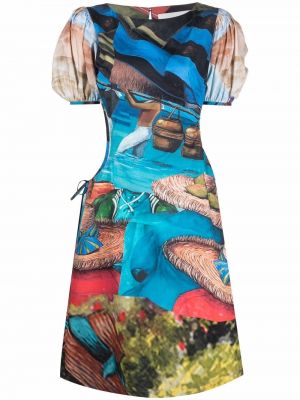 Obleka s potiskom z abstraktnimi vzorci Andersson Bell modra