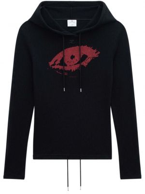 Mesh hoodie mit print Courreges schwarz