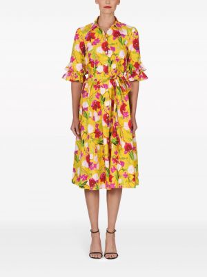 Geblümtes kleid aus baumwoll mit print Carolina Herrera gelb