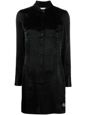 Džinsa auduma kleita ar pogām Calvin Klein Jeans melns