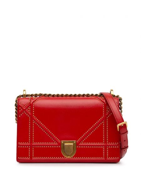 Crossbody torbica z žeblji Christian Dior Pre-owned rdeča