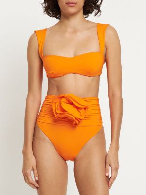 Bikini ar augstu vidukli ar ziediem Magda Butrym oranžs