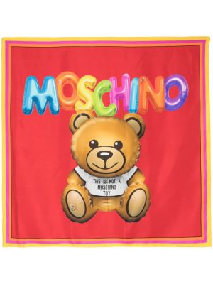 Копринен шал с принт Moschino червено