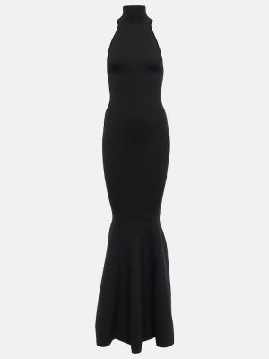 Μάλλινη μάξι φόρεμα Nina Ricci μαύρο