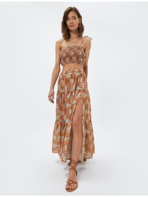 Pamučna midi suknja s cvjetnim printom Koton