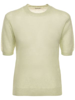 T-shirt di lana in maglia mohair Auralee grigio