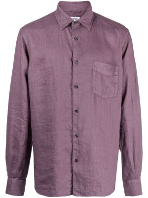 Lněná košile Aspesi fialová