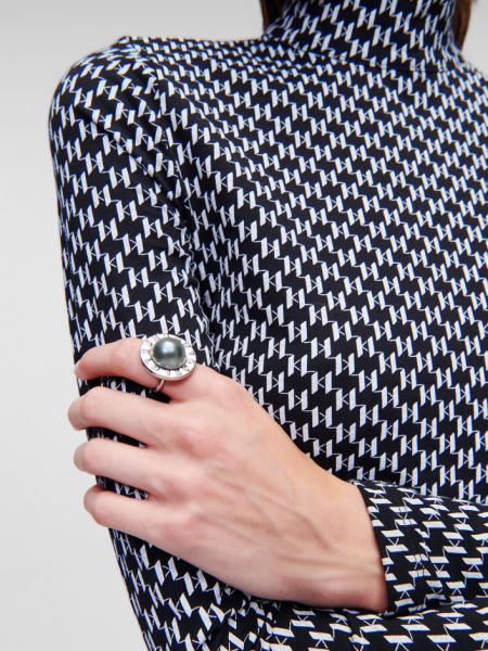 Prsten s perlami Karl Lagerfeld šedý