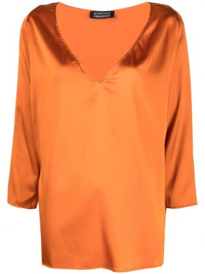 Svilena bluza z v-izrezom Gianluca Capannolo oranžna