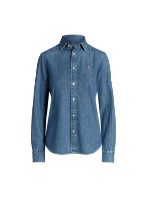 Koszula jeansowa slim fit z długim rękawem Ralph Lauren niebieska