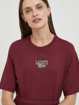 Памучна тениска Lacoste винено червено