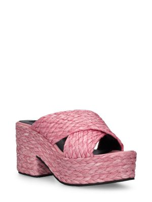 Papuci tip mules cu platformă Sergio Rossi roz