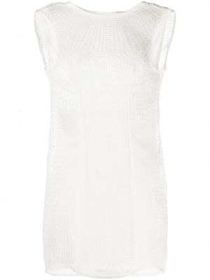 Sukienka koktajlowa bez rękawów pleciona Isa Boulder biała