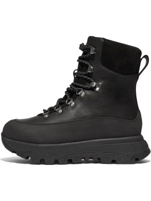 Кожаные замшевые ботинки на шнуровке Fitflop черные