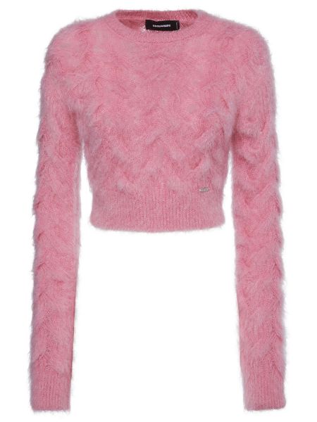 Suéter corto de punto de lana mohair Dsquared2 rosa