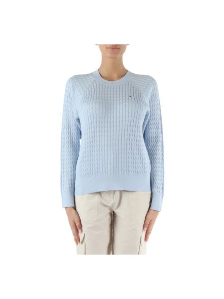 Sweter bawełniany Tommy Hilfiger niebieski