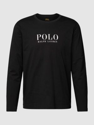 Polo bawełniana z nadrukiem z długim rękawem Polo Ralph Lauren Underwear czarna
