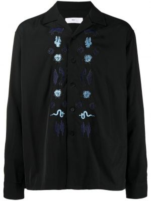 Camicia ricamata a fiori Toga Virilis nero