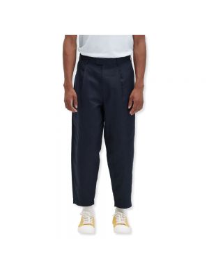 Pantalones de lino de algodón Fred Perry azul