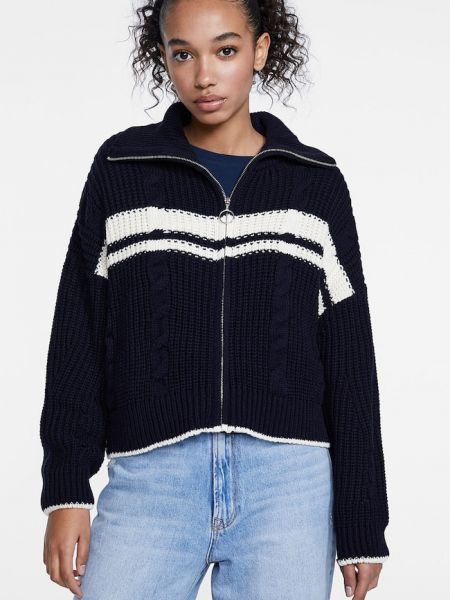 Stradivarius Cardigan Cu Torsade Și Fermoar Bleumarin Xs