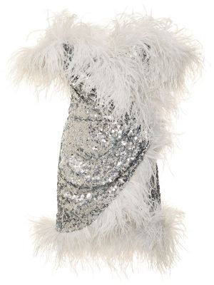 Mini-abito con piume Dolce & Gabbana argento