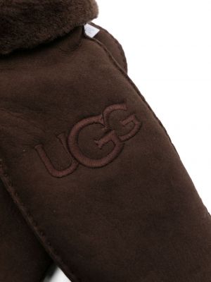 Haftowane rękawiczki Ugg brązowe