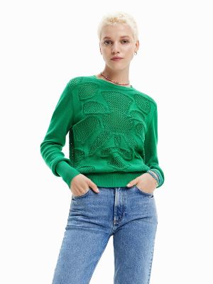 Jersey de flores de tela jersey calado Desigual verde