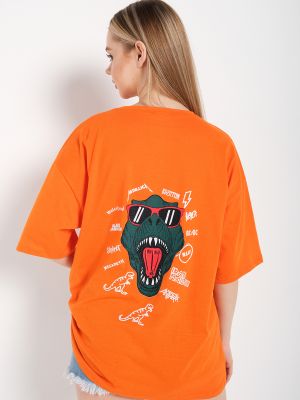 Koszula z nadrukiem oversize K&h Twenty-one pomarańczowa