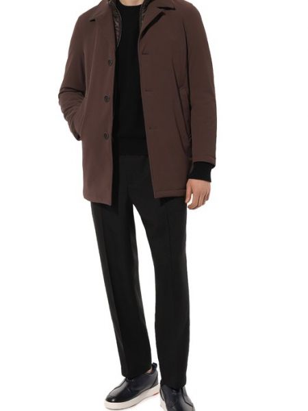 Утепленное пальто Herno коричневое