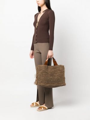 Geflochtene shopper handtasche mit fransen Ibeliv braun