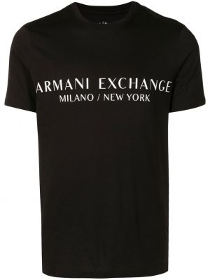 Trykt bomull t-skjorte Armani Exchange svart