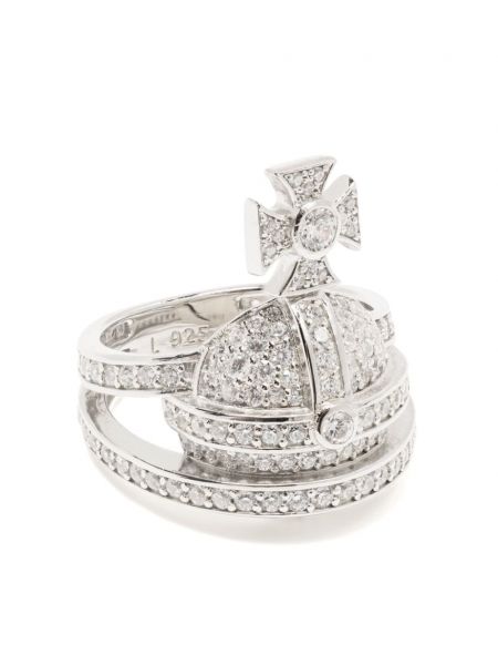 Srebrny pierścionek z kryształkami Vivienne Westwood