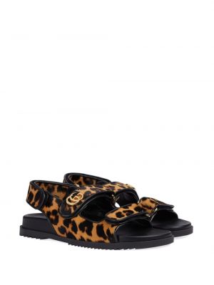 Leopardí sandály s potiskem Gucci