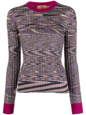 Sweter z kaszmiru w abstrakcyjne wzory Missoni fioletowy