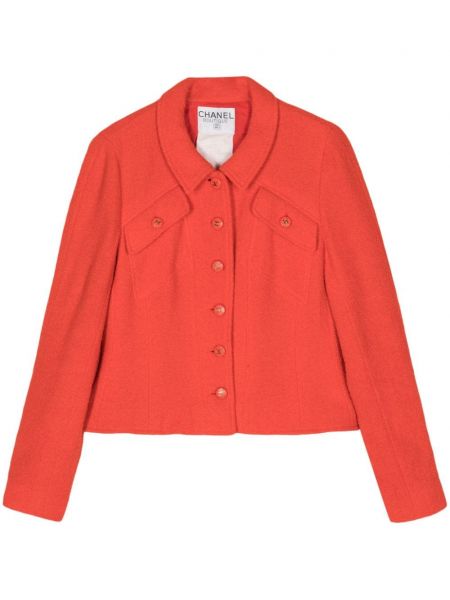 Volnena jakna z gumbi Chanel Pre-owned rdeča