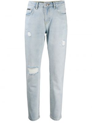 Distressed straight jeans Philipp Plein blau