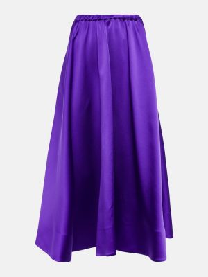Plisované saténové midi sukně Valentino fialové