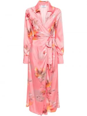 Sukienka koktajlowa z nadrukiem w abstrakcyjne wzory Msgm różowa