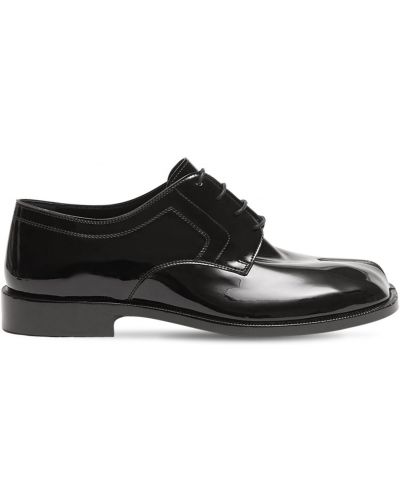 Кожени ниски обувки с връзки от лакирана кожа Maison Margiela черно