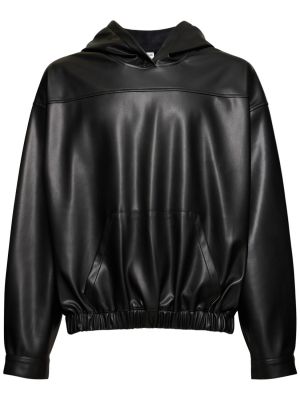 Kožená bunda s kapucí z imitace kůže The Frankie Shop černá
