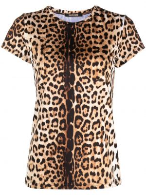 Majica s potiskom z leopardjim vzorcem Roberto Cavalli rjava
