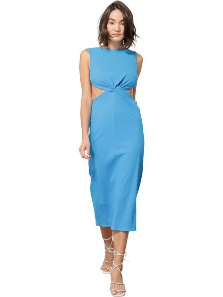 Платье с вырезом на спине в горошек Line & Dot синее
