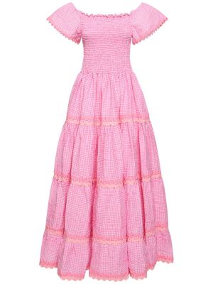 Βαμβακερή φόρεμα με κέντημα Flora Sardalos ροζ