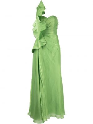 Plisirana večernja haljina Badgley Mischka zelena